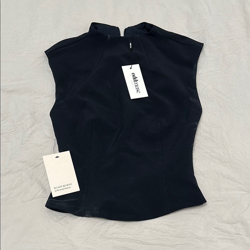 Oddmuse  Black Fitted Bodysuit with Mandarin Collar